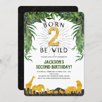Jungle, Safari, Geboren 2 wild, 2. Geburtstag Einladung