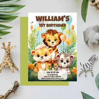 Jungle Safari Geburtstagsparty Einladung für Kinde