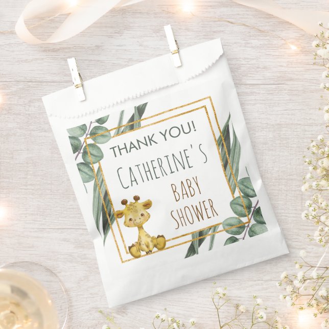 Jungle Safari Giraffe Babydusche Danke Geschenktütchen (Ausgeschnitten)