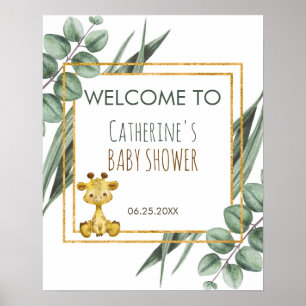 Jungle Safari Giraffe Babydusche Willkommen Poster