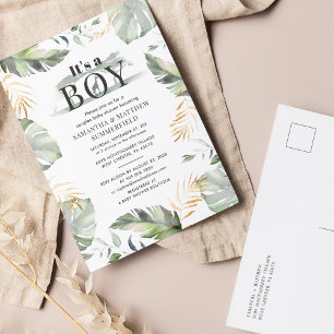 Jungle Safari Giraffe Couples Baby Boy Dusche Einladungspostkarte