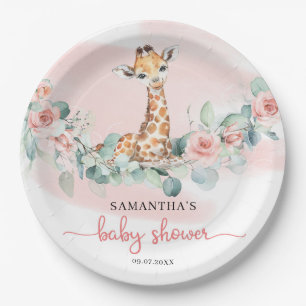 Jungle Safari Giraffe Eucalyptus Girl Babydusche Pappteller