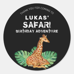 Jungle Safari Giraffe Geburtstag Vielen Dank Runder Aufkleber