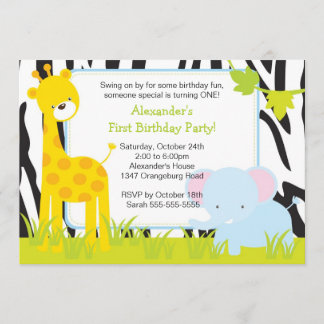 Jungle Safari Giraffe Geburtstagsparty Einladung