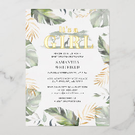 Jungle Safari Giraffe Girl Baby Dusche Gold Folieneinladung