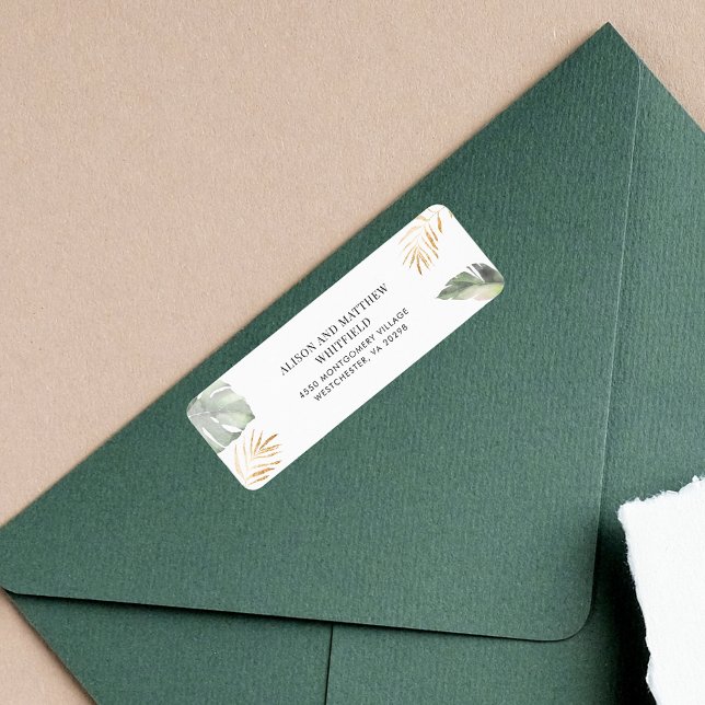 Jungle Safari Giraffe Palms Blätter Rücksendeadres (Botanical Couples Baby Shower Return Address Label)