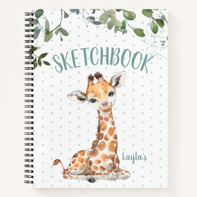 Jungle Safari Giraffe Personalisiertes Sketchbook Notizbuch (Vorderseite)