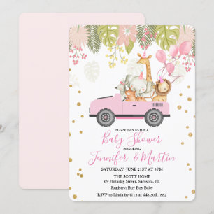 Jungle Safari Girl Babydusche Einladung