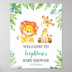 Jungle Safari Green Baby Dusche Sprinkle Willkomme Poster