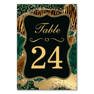 Jungle Safari Green Glitzer Wedding Tischnummer