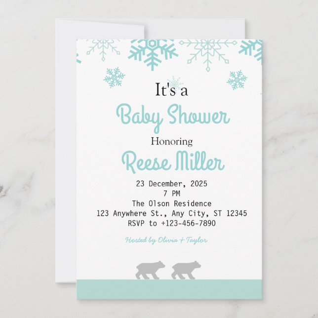 Jungle Safari Greenery Baby Shower Party Einladung (Vorderseite)