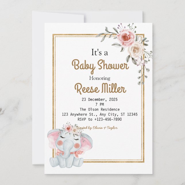 Jungle Safari Greenery Baby Shower Party Einladung (Vorderseite)