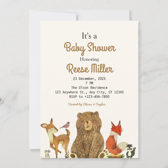 Jungle Safari Greenery Baby Shower Party Einladung (Vorderseite)