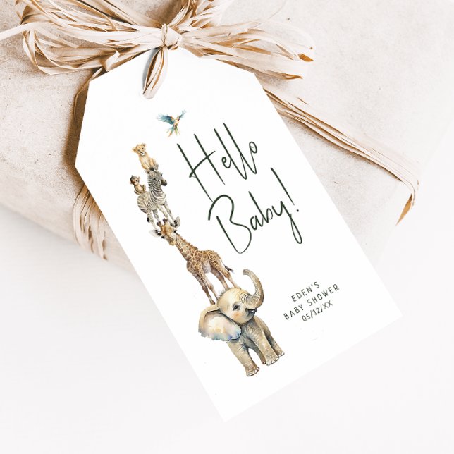 Jungle Safari Hello Baby Dusche Danke Geschenkanhänger (Von Creator hochgeladen)
