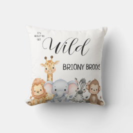 Jungle Safari "It's About To Get Wild" Baby Shower Kissen