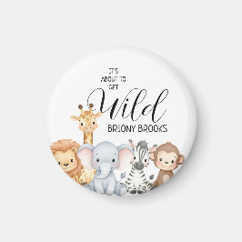 Jungle Safari "It's About To Get Wild" Baby Shower Magnet