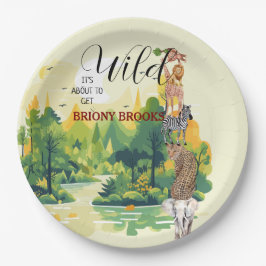 Jungle Safari "It's About To Get Wild" Baby Shower Pappteller