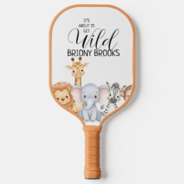 Jungle Safari "It's About To Get Wild" Baby Shower Pickleball Schläger