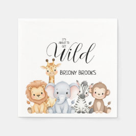 Jungle Safari "It's About To Get Wild" Baby Shower Serviette