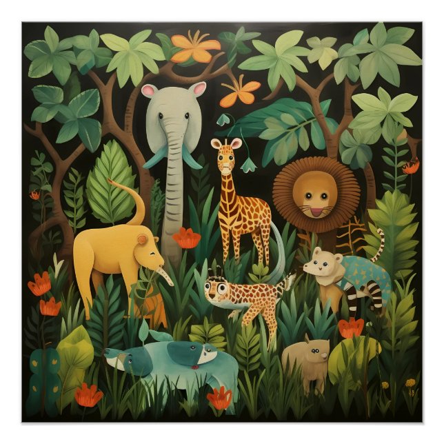 Jungle Safari Kinderzimmer Print Poster (Vorderseite)