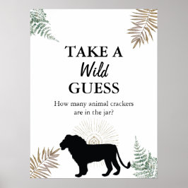 Jungle Safari Lion Animal Party Guessing Game Poster