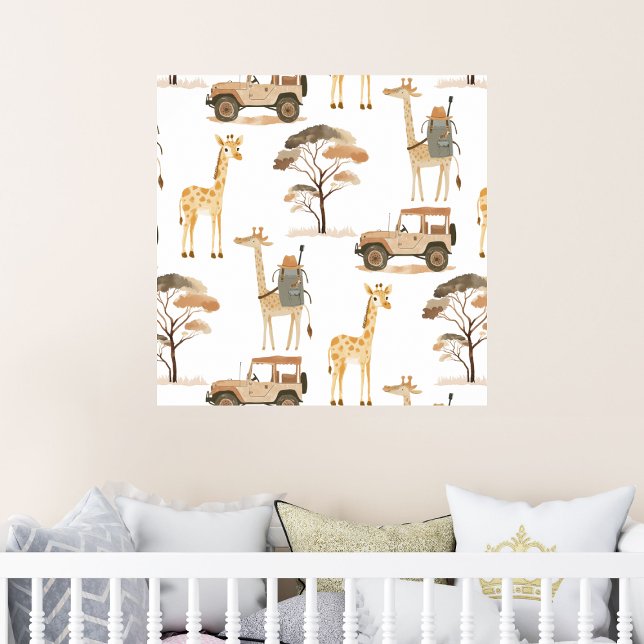 Jungle Safari mit Giraffen-Kinderzimmer-Muster Poster (Von Creator hochgeladen)