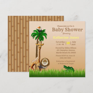 Jungle/Safari Neutral Baby Dusche Einladung