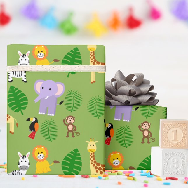 Jungle Safari Niedlich Wildtiere Kinder Geschenkpapier (Von Creator hochgeladen)
