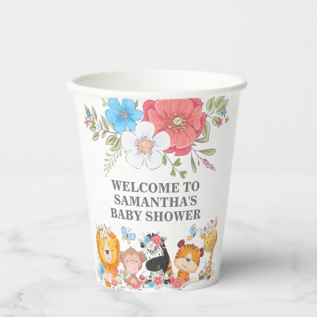 Jungle Safari niedliche Kleintiere Tropisches Part Pappbecher (Vorderseite)