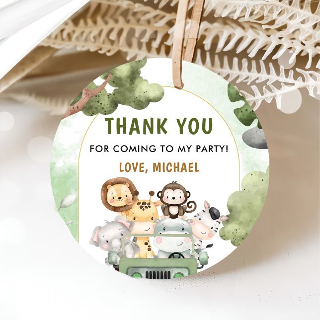 Jungle Safari Party Tiere 1. Geburtstag Geschenkanhänger (Von Creator hochgeladen)