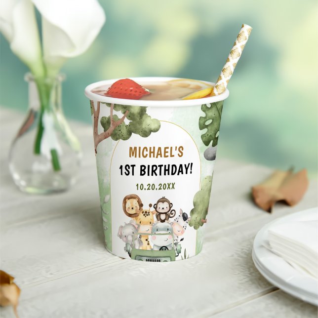 Jungle Safari Party Tiere 1. Geburtstag Pappbecher (Von Creator hochgeladen)