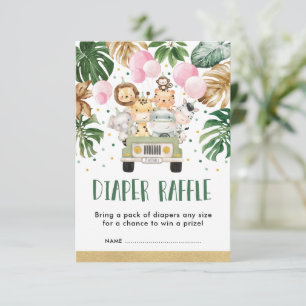 Jungle Safari Rosa Ballon Girl Diaper Begleitkarte