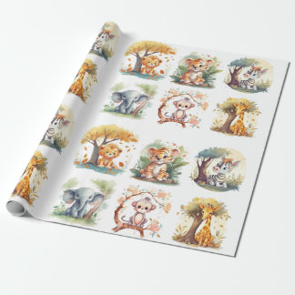 Jungle Safari Themed Wrapping Paper Geschenkpapier