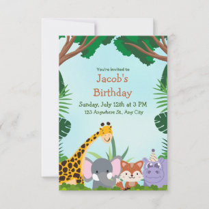 Jungle Safari Tiere Einladung zum Geburtstag