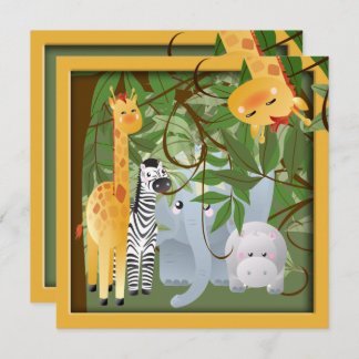 Jungle Safari Tiere Geburtstagsparty Einladung