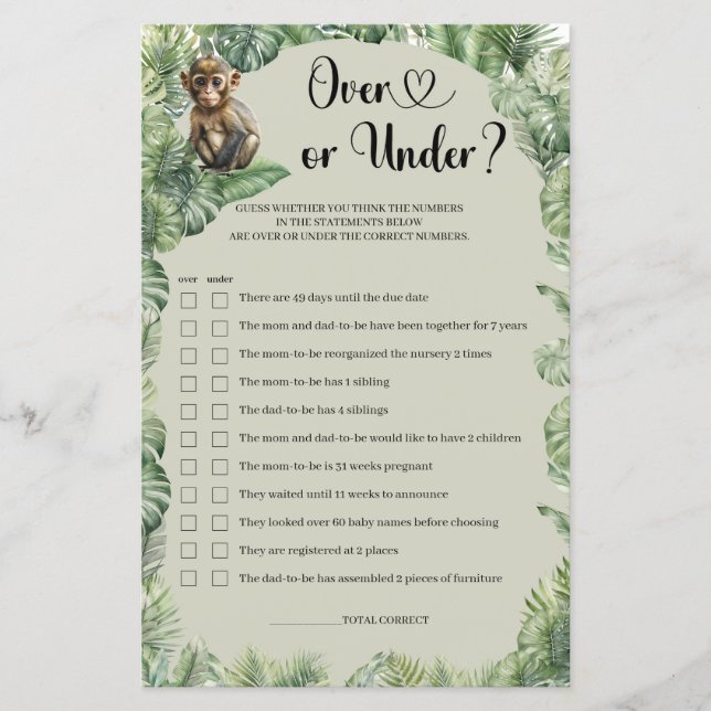 Jungle Safari Tiere Grün über oder unter Spiel (Vorderseite)