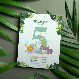 Jungle Safari Tiere Haushalt Geburtstag Einladung