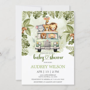 Jungle Safari Tiere im Auto Einladung