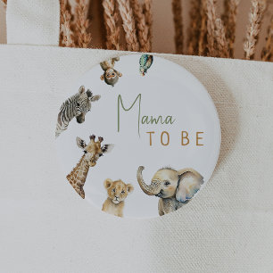 Jungle Safari-Tiere Mama als Kinderdusche Button