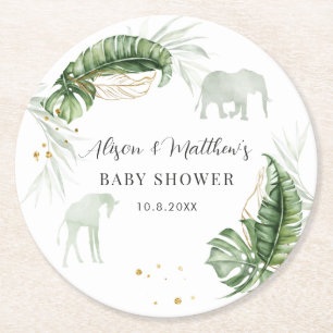 Jungle Safari Tiere Naturjunge Babydusche Runder Pappuntersetzer