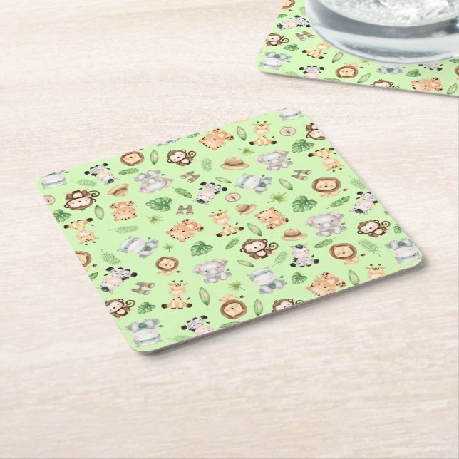 Jungle Safari Tiere Rechteckiger Pappuntersetzer (angewinkelt)