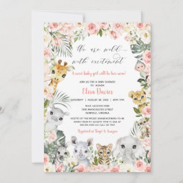 Jungle Safari Tiere Rosa Baby Dusche Einladung