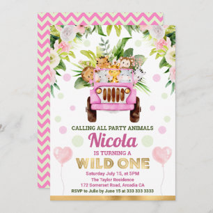 Jungle Safari Tiere Wasserfarben Jungfrau Geburtst Einladung