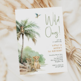 Jungle Safari Tiere "Wild Ones" Twin Geburtstag Einladung