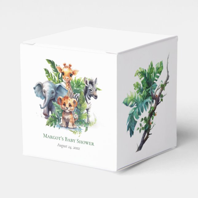 Jungle Safari Tropical Animals Baby Dusche Gefalle Geschenkschachtel (Vorderseite)