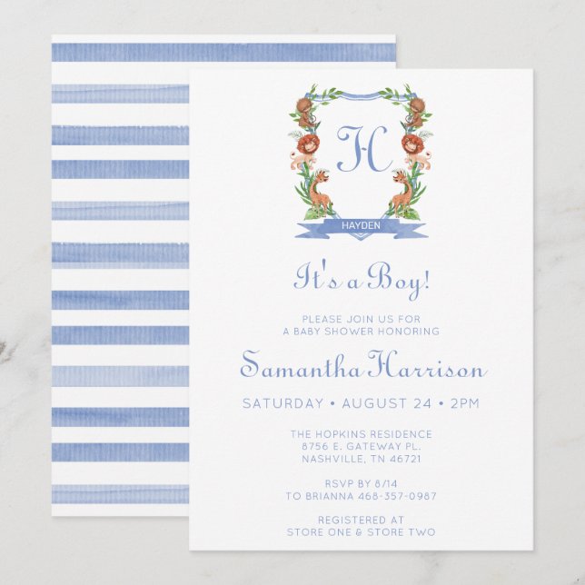 Jungle Safari Wappen Es ist eine Baby-Dusche Einladung (Vorne/Hinten)