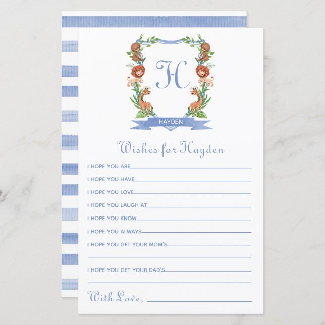 Jungle Safari Wappen wünscht sich Baby (Vorne/Hinten)