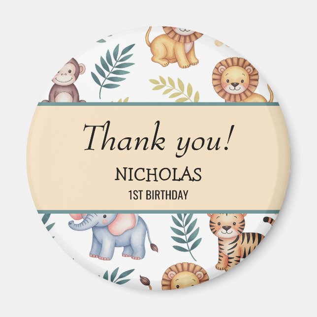 Jungle Safari Wasserfarben Tiere tropisches Muster Magnet (Vorne)