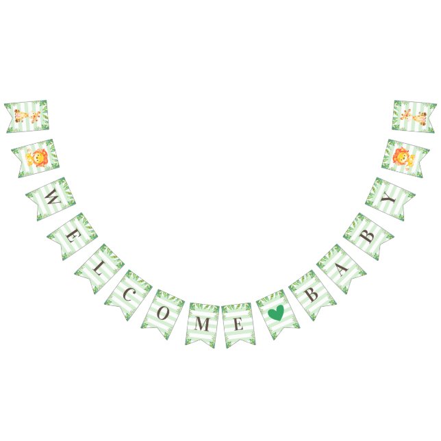 Jungle Safari Welcome Baby Boy Shower Lion Giraffe Wimpelkette (Alle)