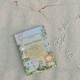 Jungle Safari Wild Animals Palm Monkey Baby Dusche Einladung